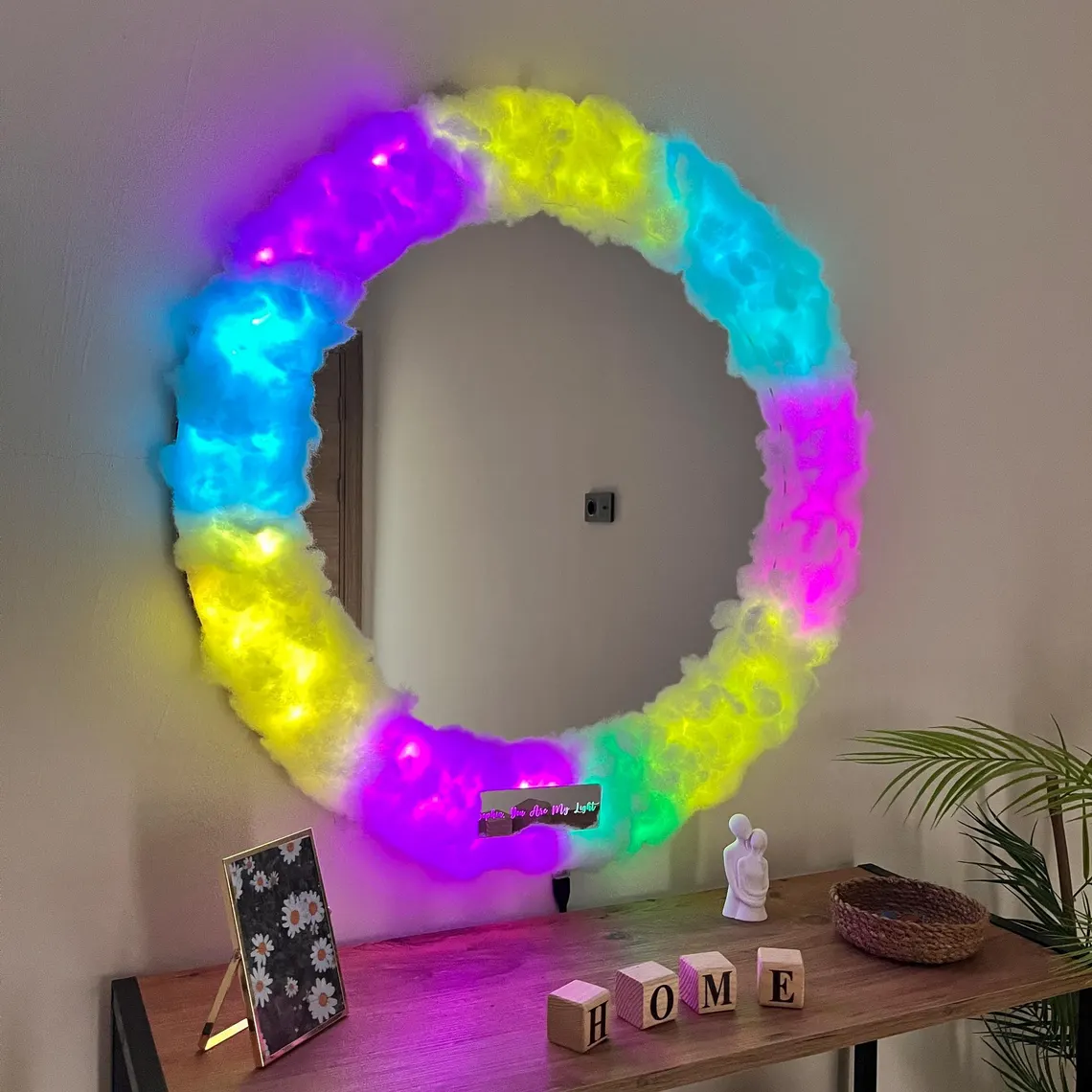 RGB Cloud Mirror with LED Lights: Sound Reactive Personalized Decor